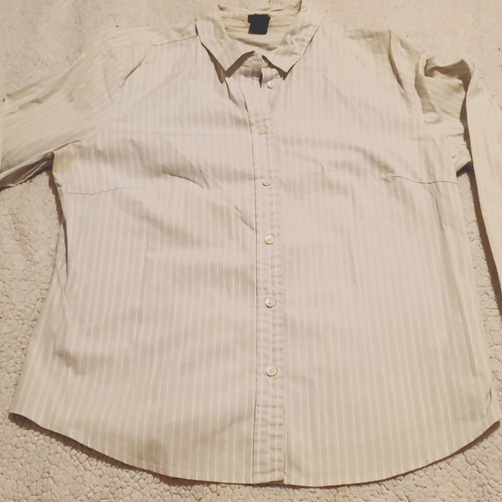 GAP stretch blue and white striped long sleeve button front shirt - Picture 1 of 6